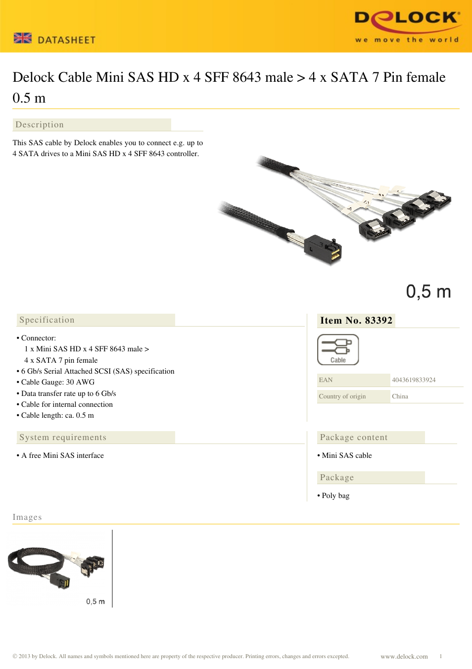 DeLOCK 83392 User Manual | 1 page