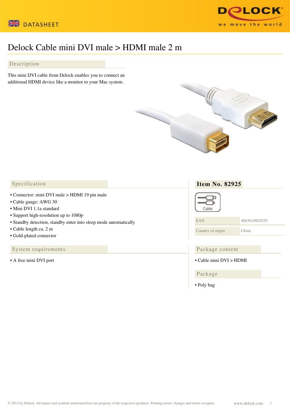 DeLOCK 82925 User Manual | 1 page