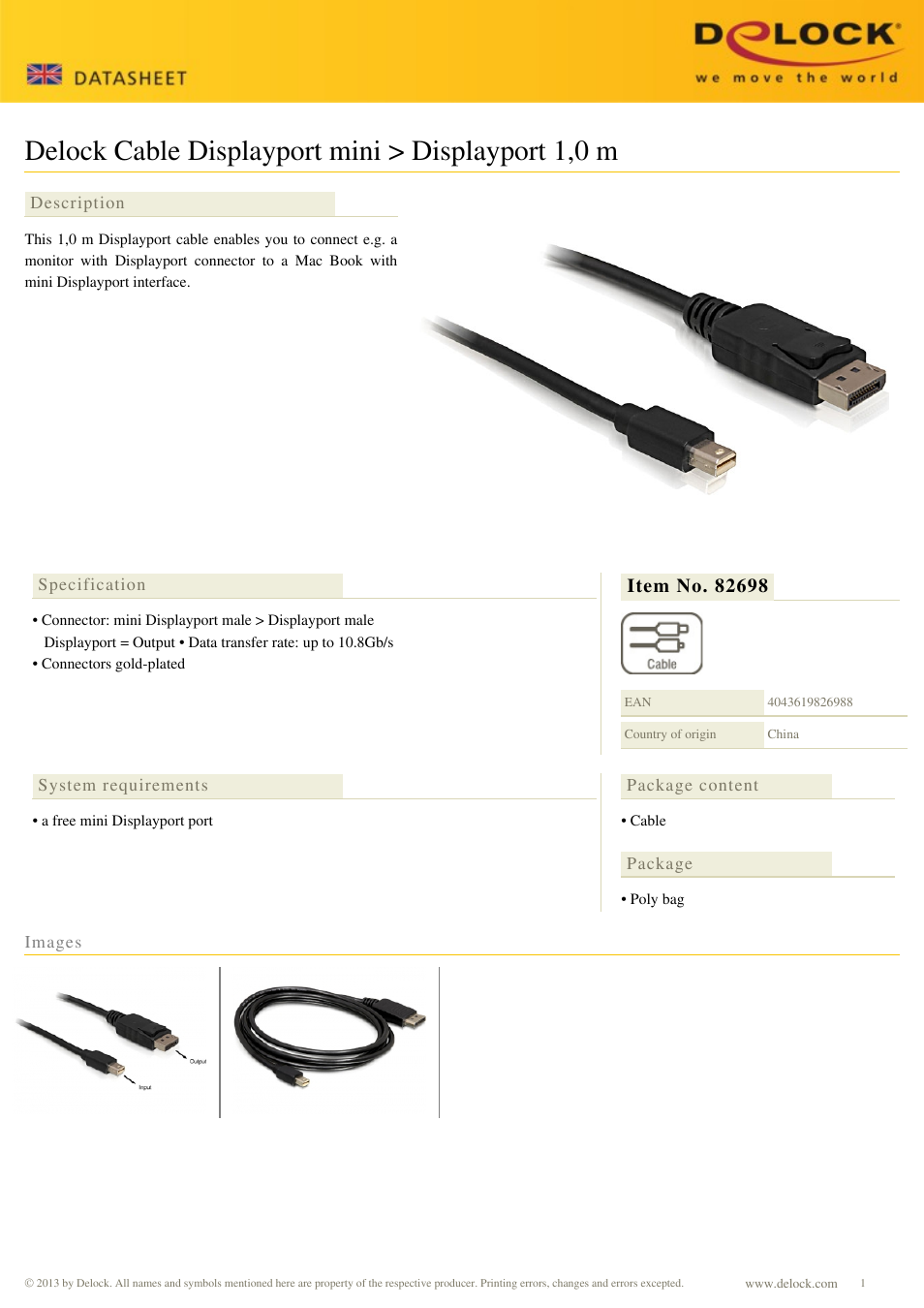 DeLOCK 82698 User Manual | 1 page