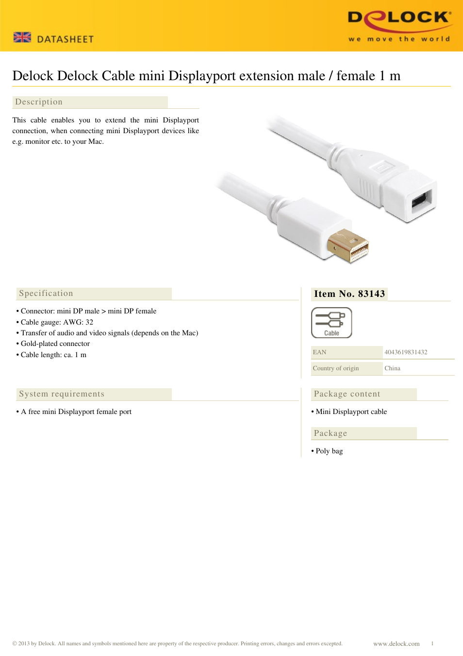 DeLOCK 83143 User Manual | 1 page