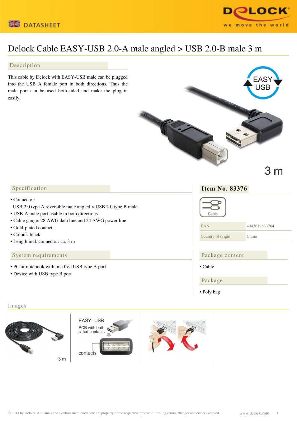 DeLOCK 83376 User Manual | 1 page