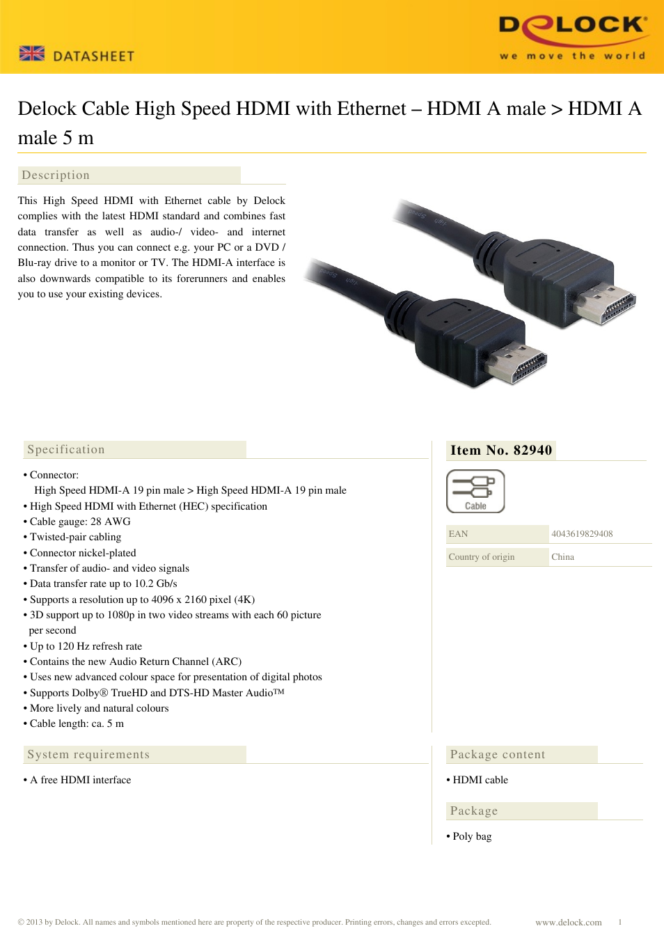 DeLOCK 82940 User Manual | 1 page