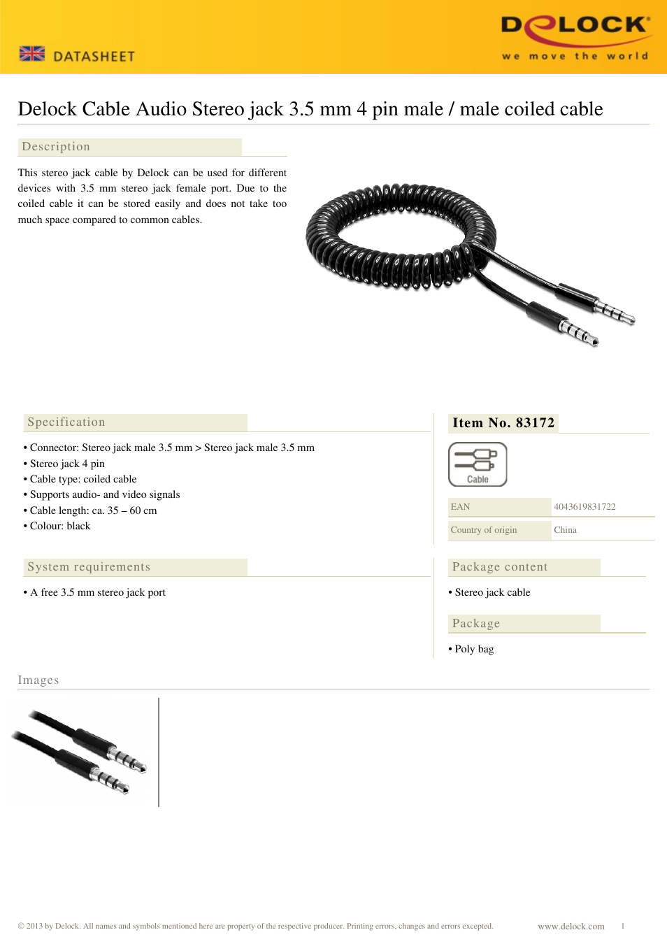 DeLOCK 83172 User Manual | 1 page