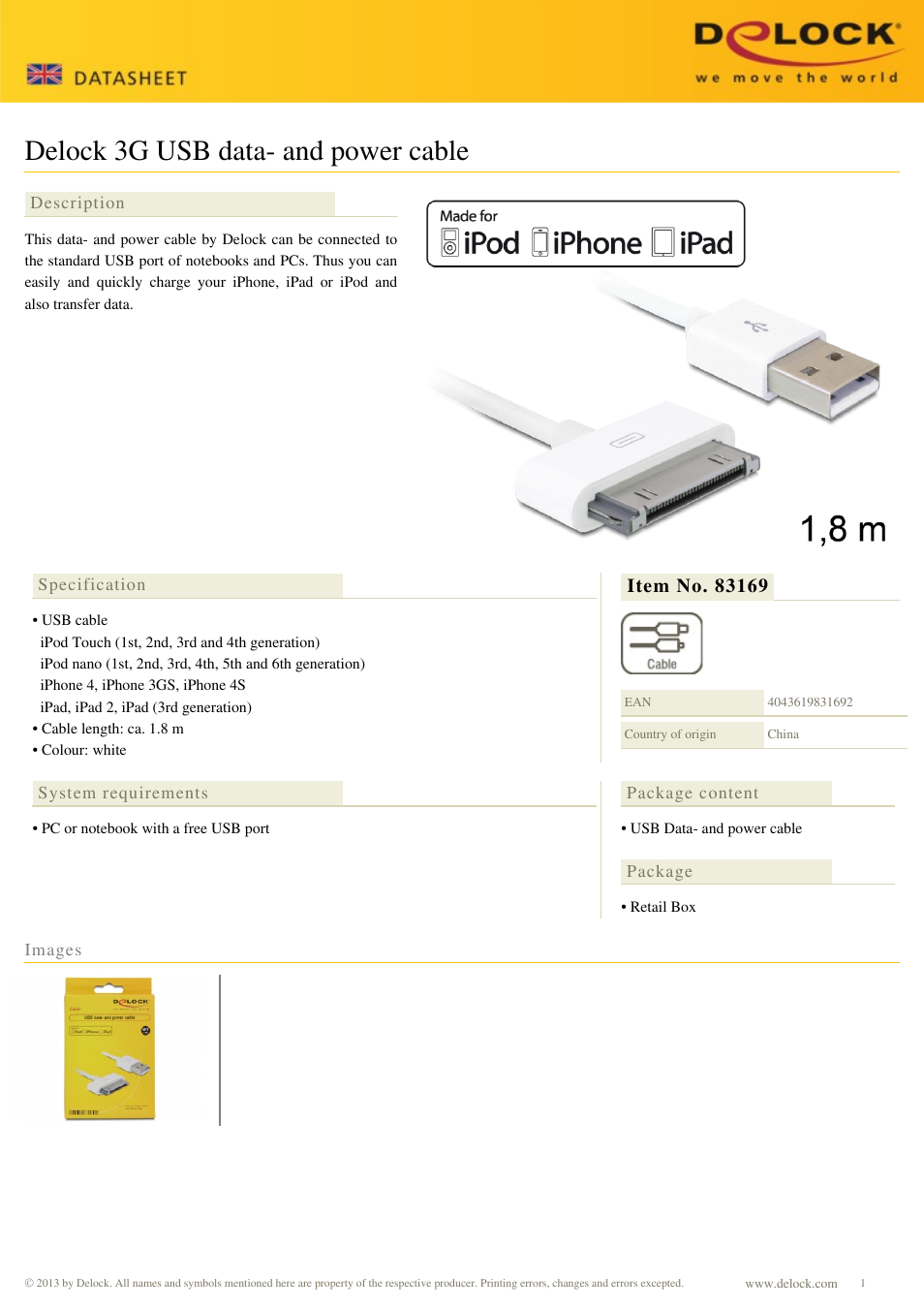 DeLOCK 83169 User Manual | 1 page