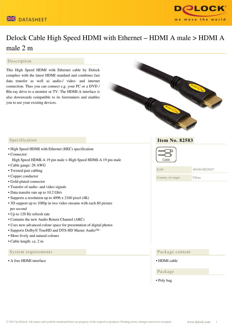 DeLOCK 82583 User Manual | 2 pages