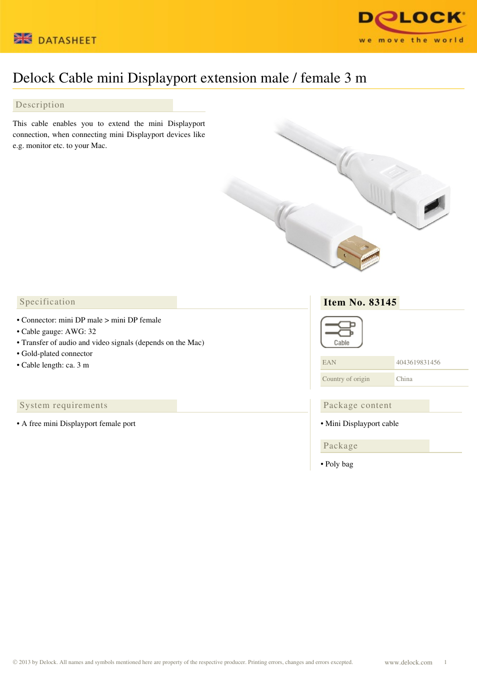 DeLOCK 83145 User Manual | 1 page