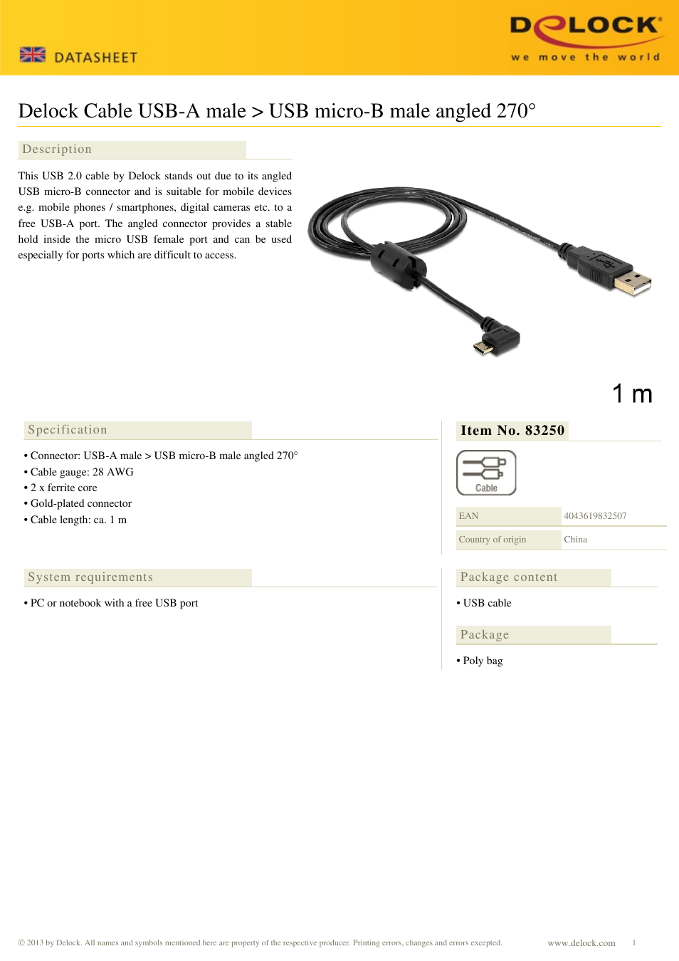 DeLOCK 83250 User Manual | 1 page