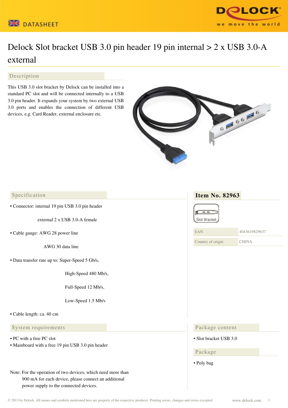 DeLOCK 82963 User Manual | 1 page