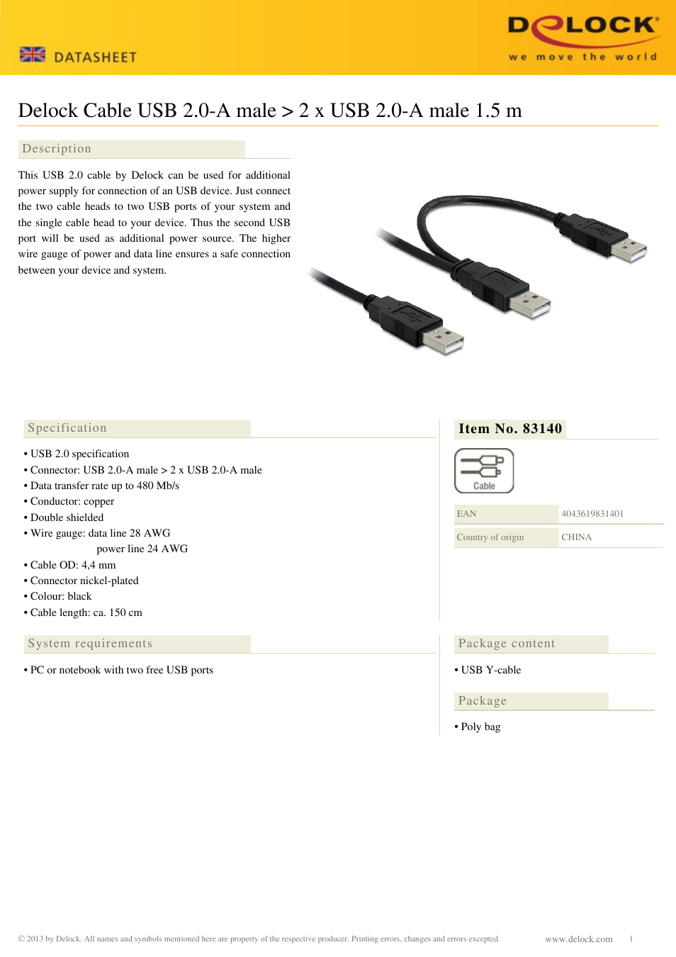 DeLOCK 83140 User Manual | 1 page