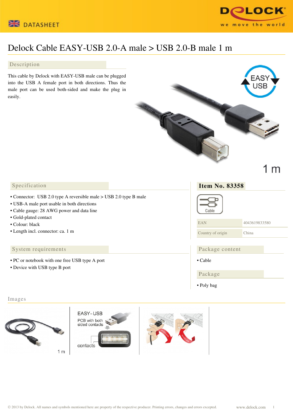 DeLOCK 83358 User Manual | 1 page