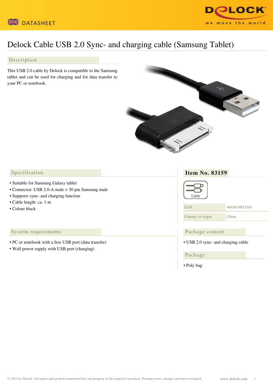 DeLOCK 83159 User Manual | 1 page