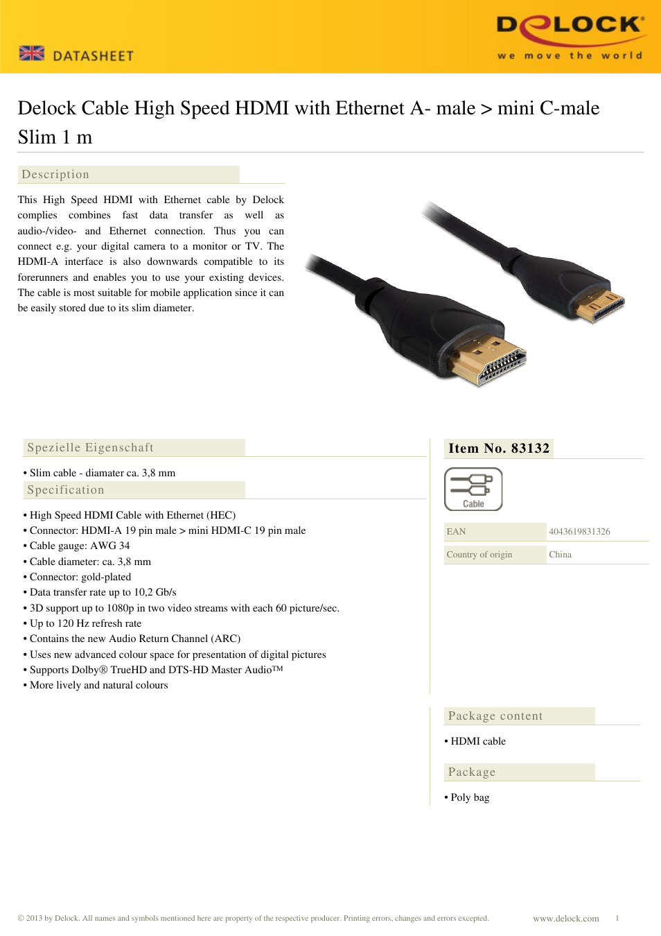 DeLOCK 83132 User Manual | 1 page