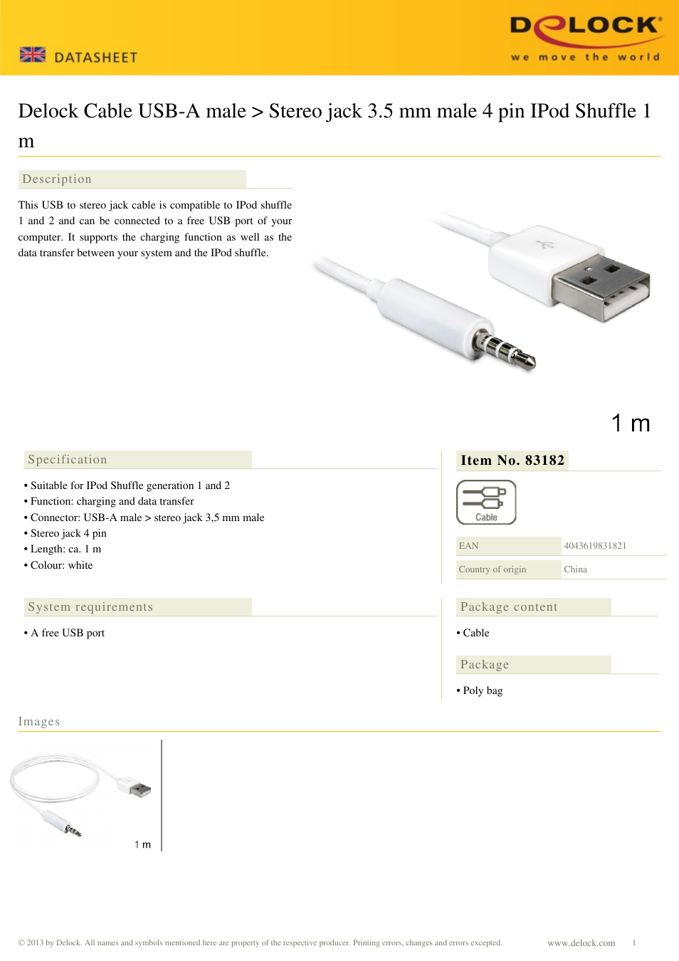 DeLOCK 83182 User Manual | 1 page