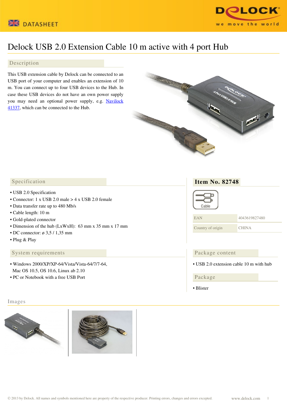 DeLOCK 82748 User Manual | 1 page