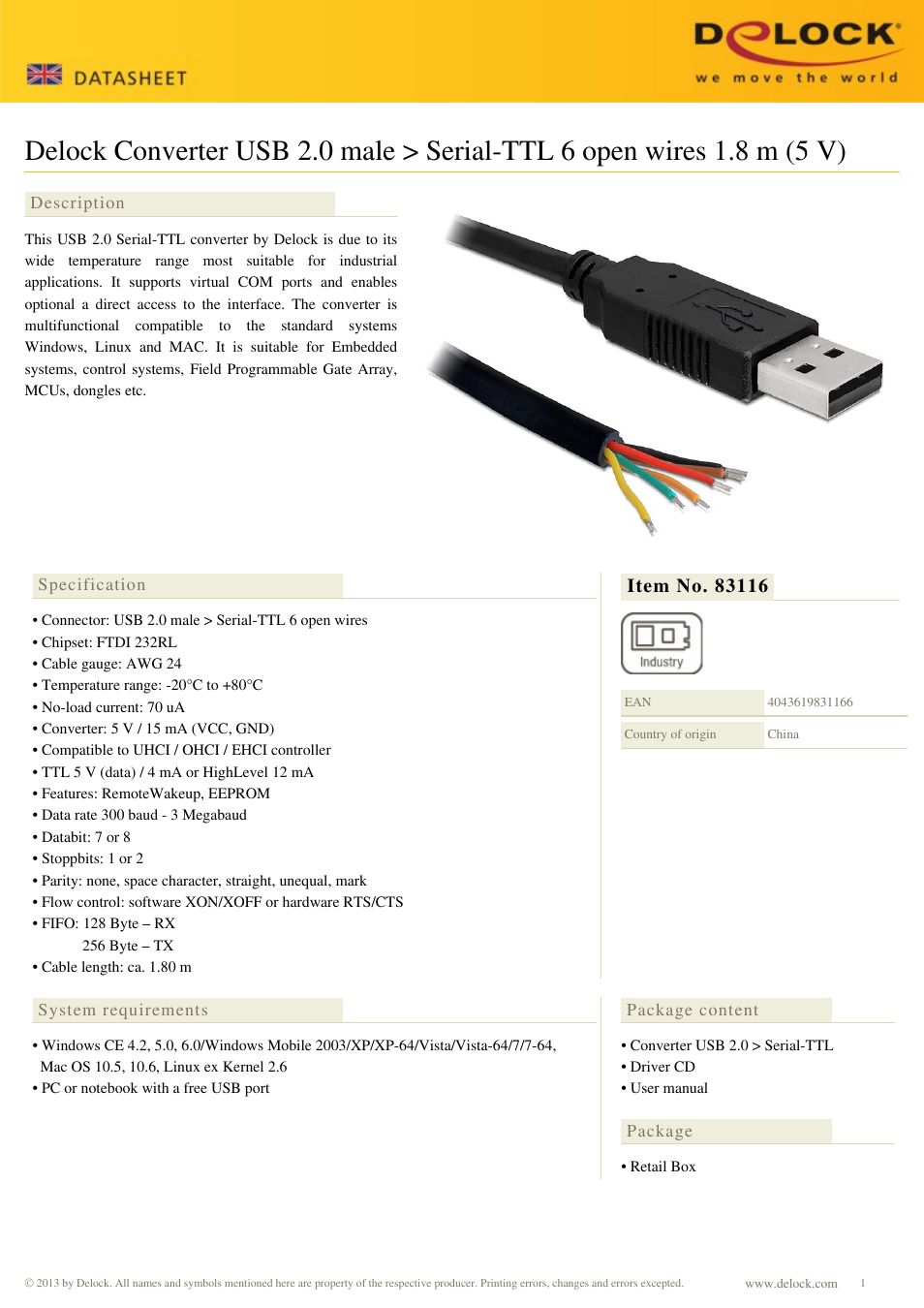 DeLOCK 83116 User Manual | 1 page