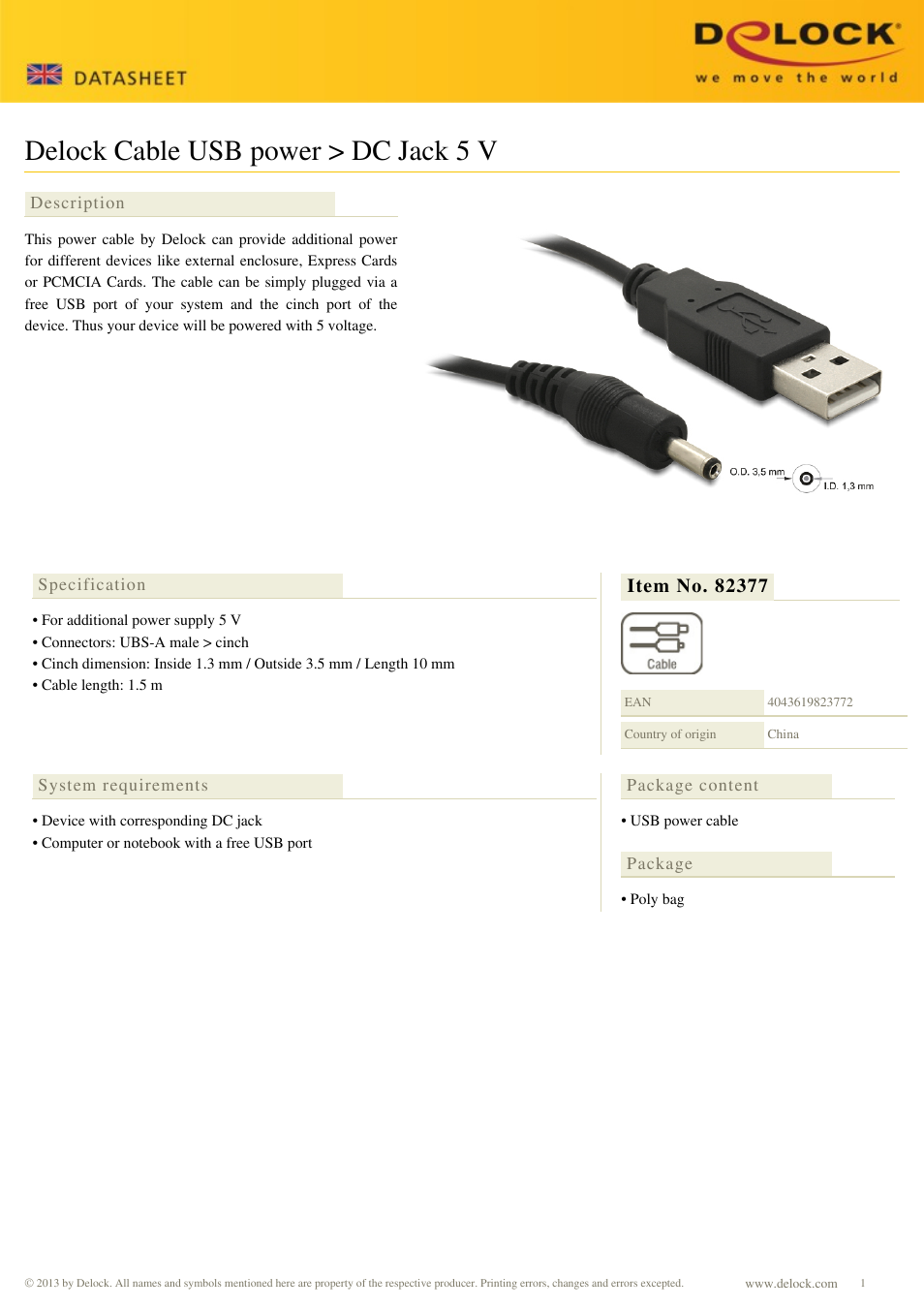 DeLOCK 82377 User Manual | 1 page