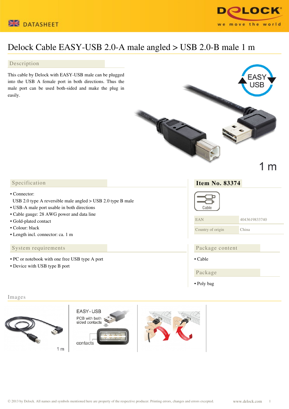 DeLOCK 83374 User Manual | 1 page