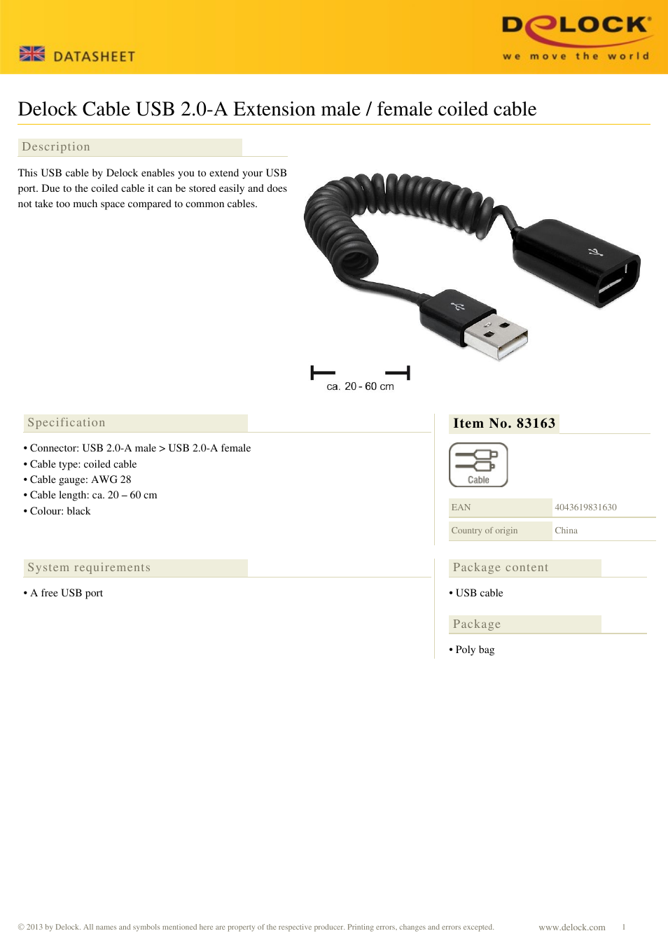 DeLOCK 83163 User Manual | 1 page