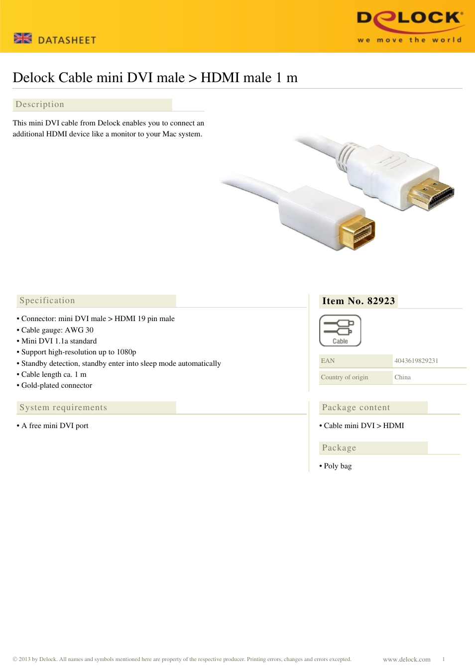 DeLOCK 82923 User Manual | 1 page