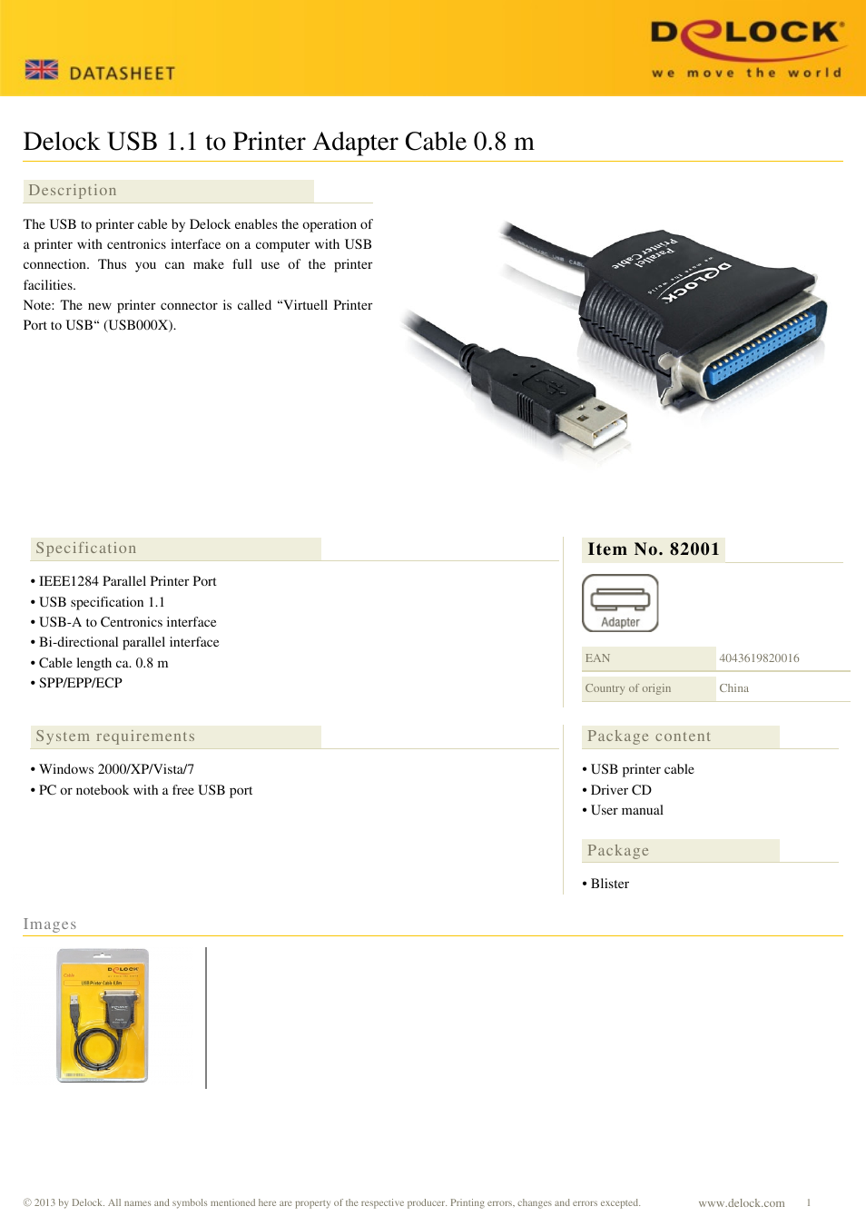 DeLOCK 82001 User Manual | 1 page