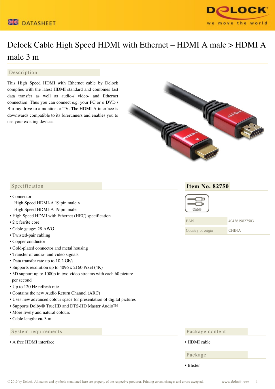 DeLOCK 82750 User Manual | 2 pages