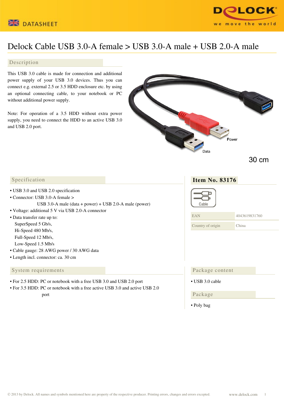 DeLOCK 83176 User Manual | 1 page