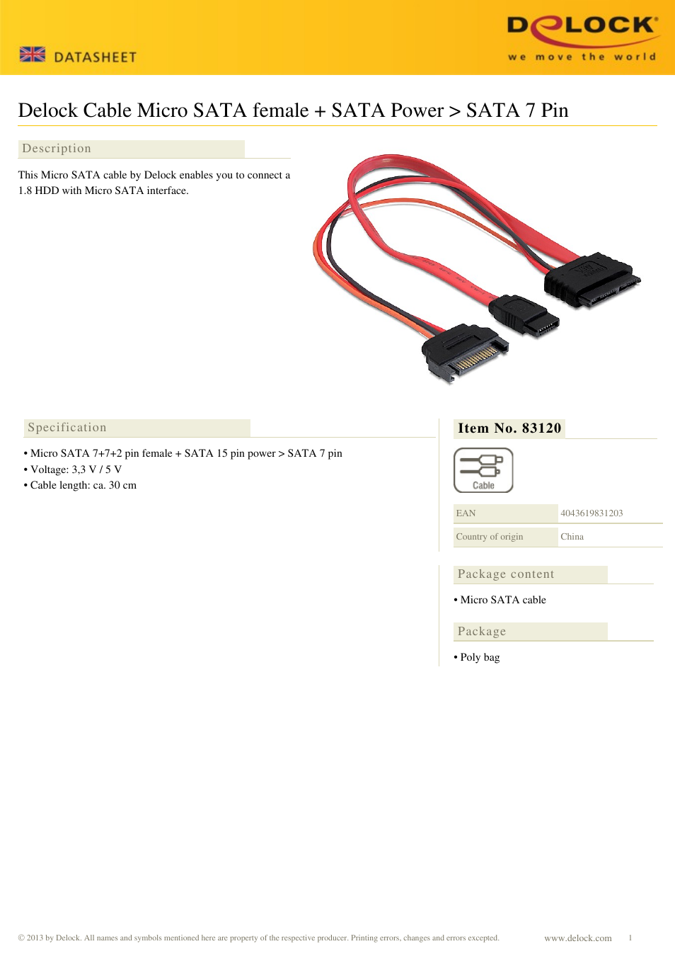 DeLOCK 83120 User Manual | 1 page