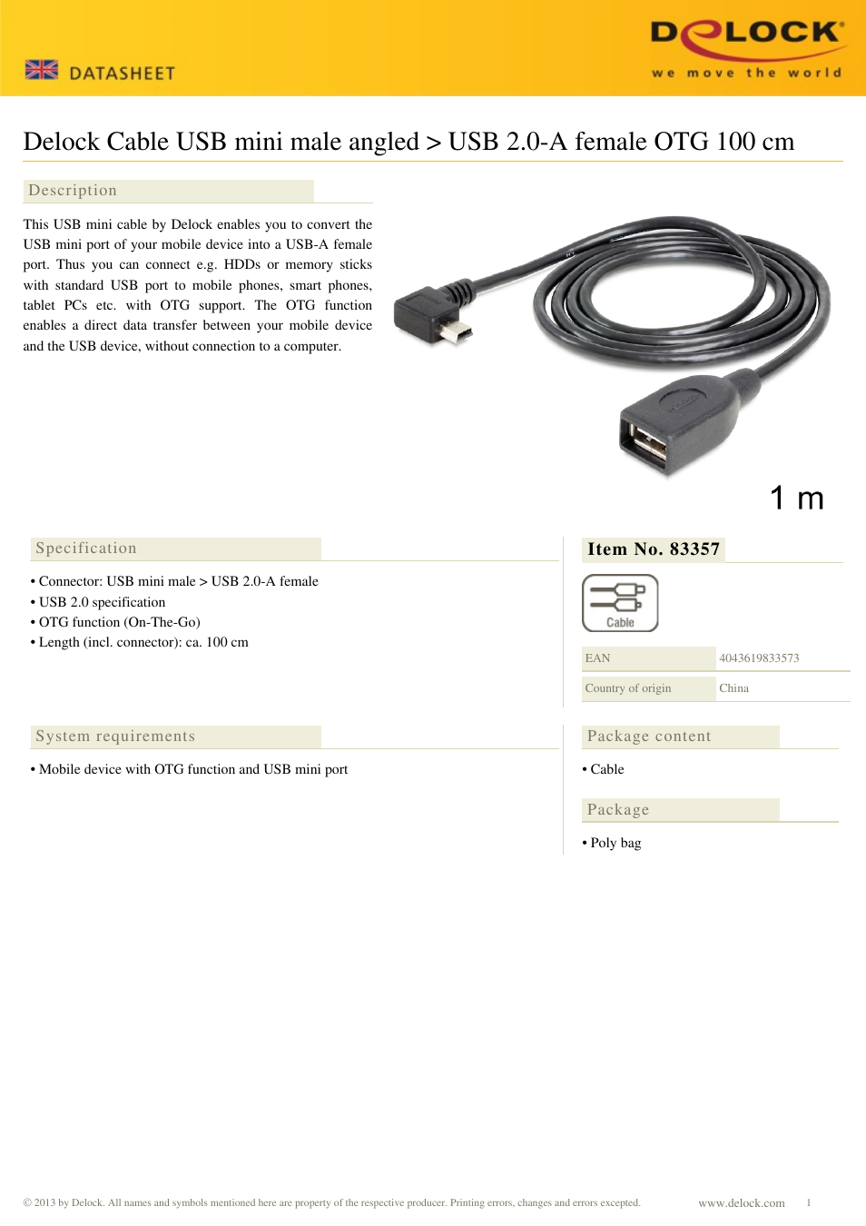 DeLOCK 83357 User Manual | 1 page