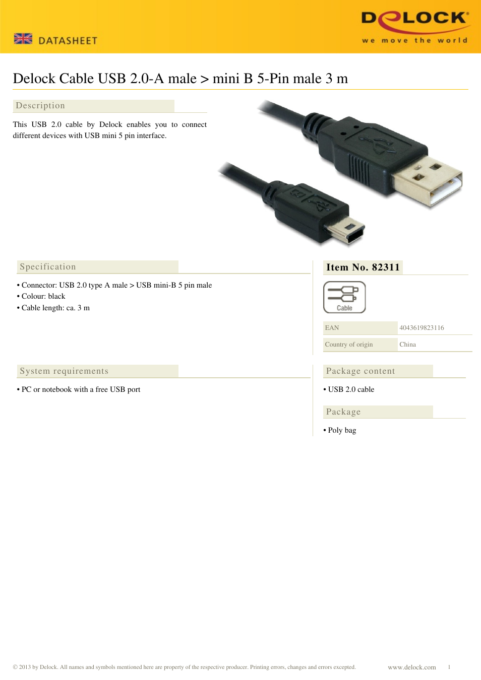 DeLOCK 82311 User Manual | 1 page