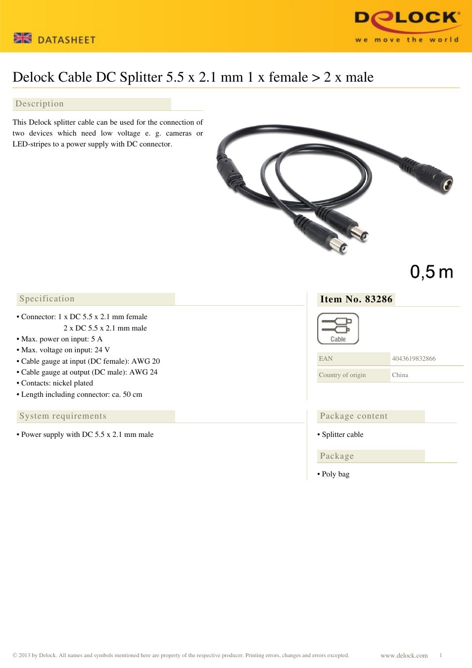 DeLOCK 83286 User Manual | 1 page