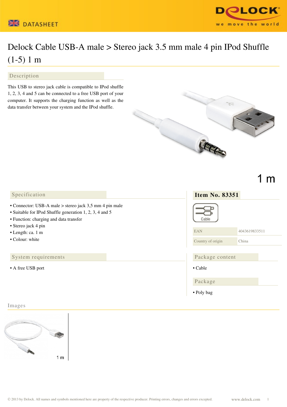 DeLOCK 83351 User Manual | 1 page