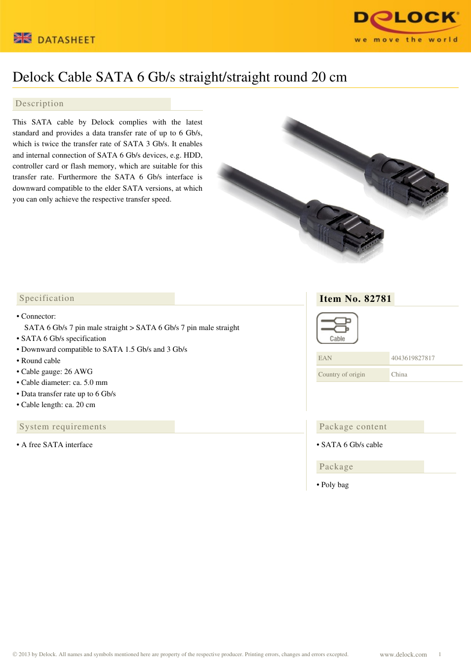 DeLOCK 82781 User Manual | 1 page