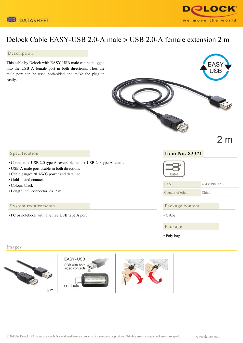 DeLOCK 83371 User Manual | 1 page