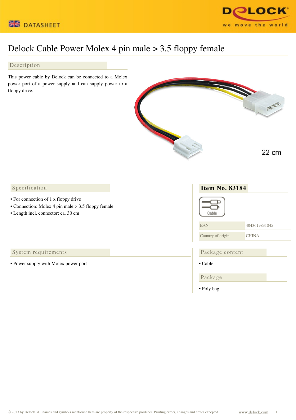 DeLOCK 83184 User Manual | 1 page