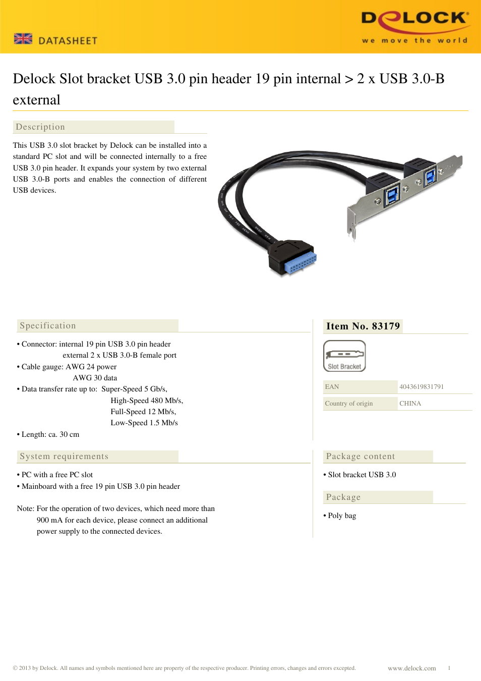 DeLOCK 83179 User Manual | 1 page