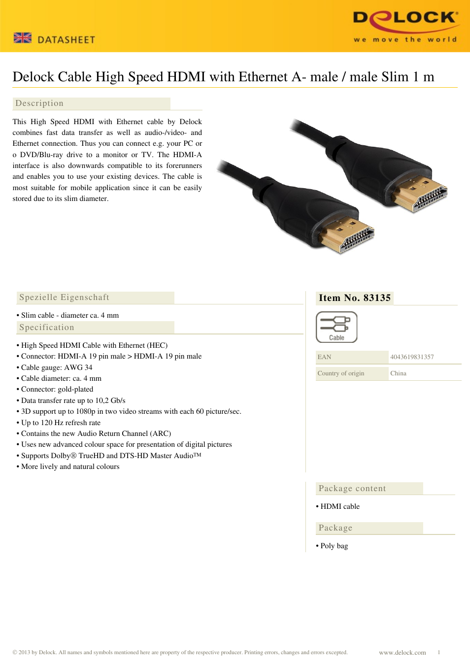 DeLOCK 83135 User Manual | 1 page