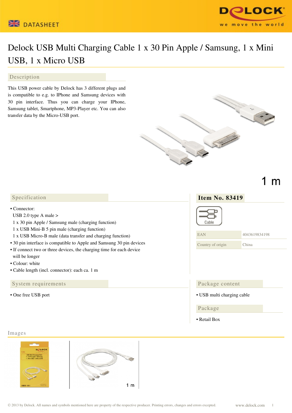 DeLOCK 83419 User Manual | 1 page