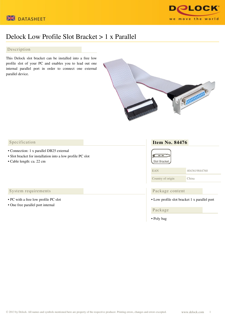DeLOCK 84476 User Manual | 1 page