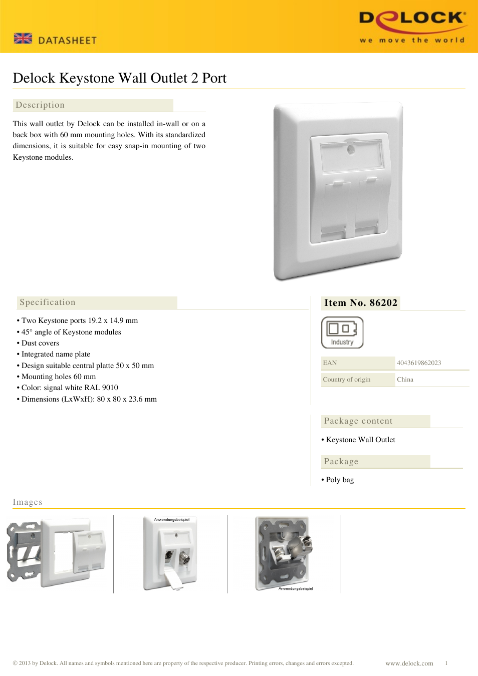 DeLOCK 86202 User Manual | 1 page