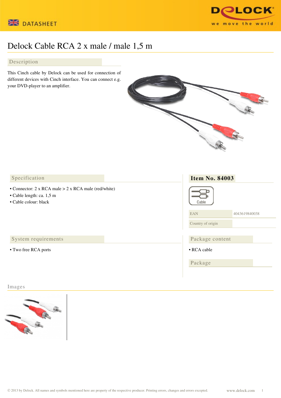 DeLOCK 84003 User Manual | 1 page