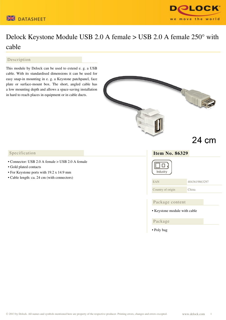 DeLOCK 86329 User Manual | 1 page