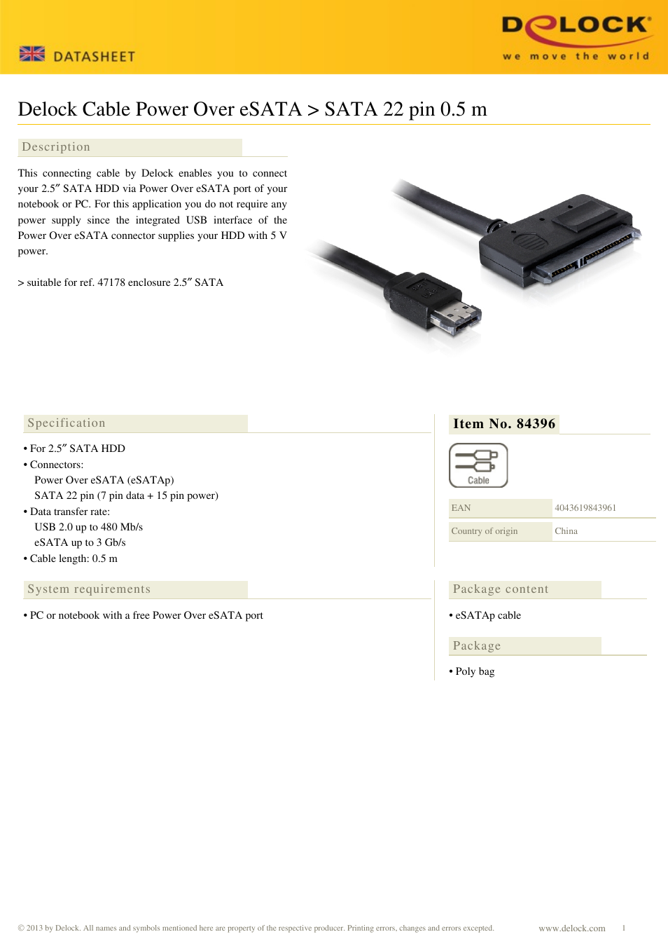 DeLOCK 84396 User Manual | 1 page