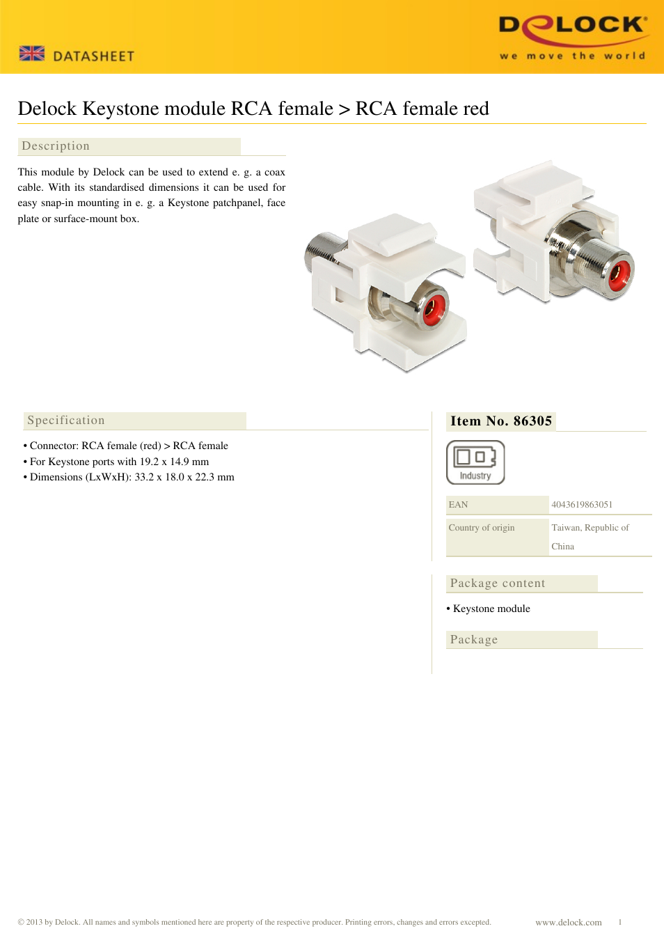 DeLOCK 86305 User Manual | 1 page