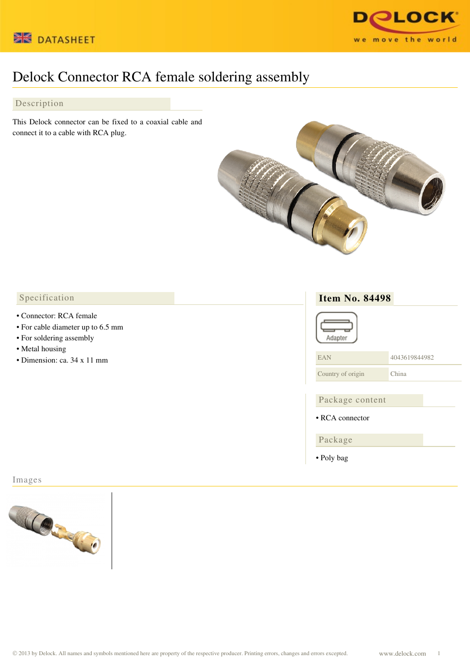 DeLOCK 84498 User Manual | 1 page