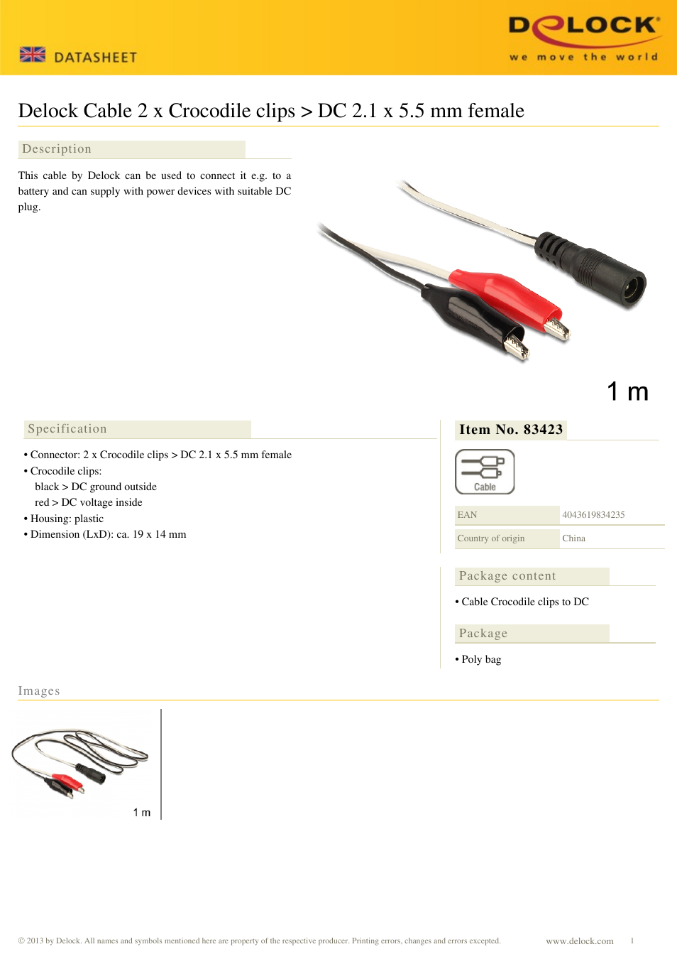 DeLOCK 83423 User Manual | 1 page