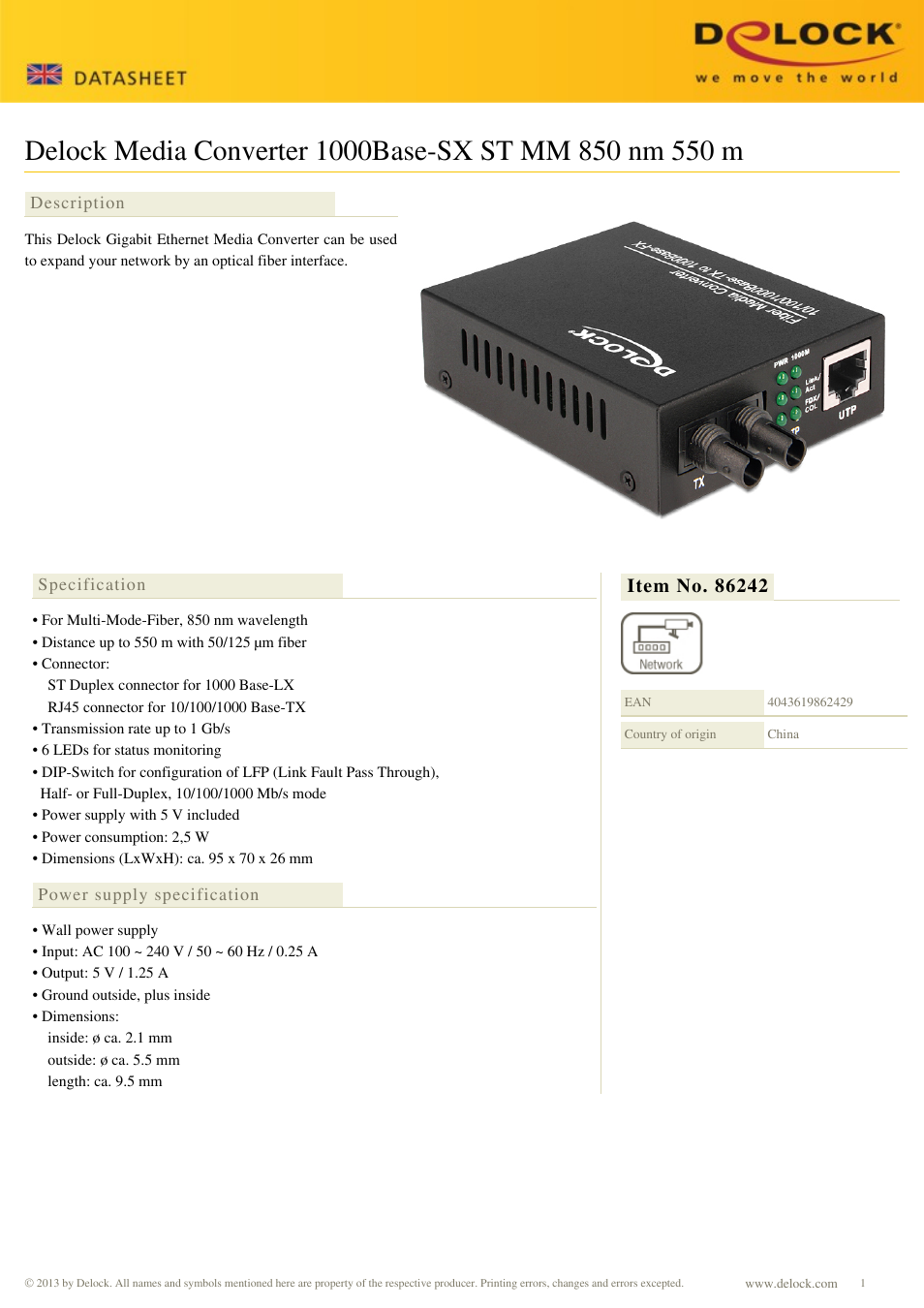 DeLOCK 86242 User Manual | 2 pages