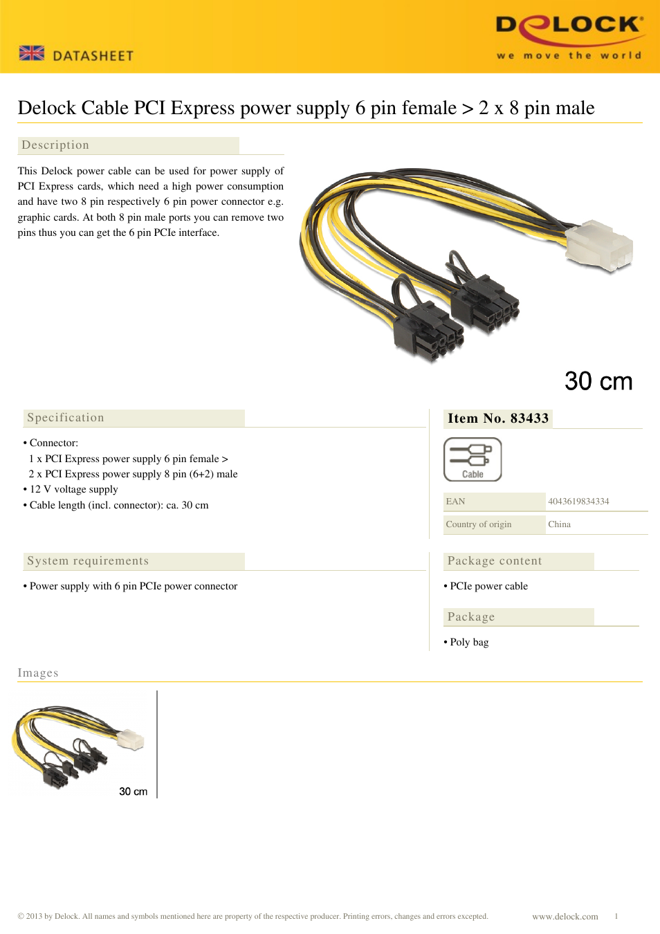 DeLOCK 83433 User Manual | 1 page