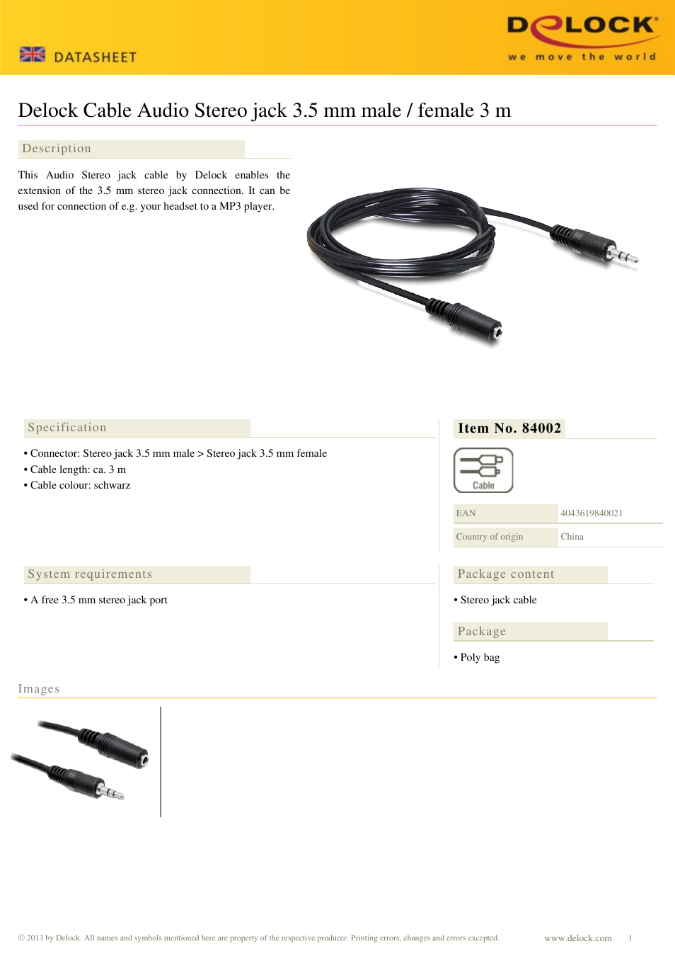 DeLOCK 84002 User Manual | 1 page