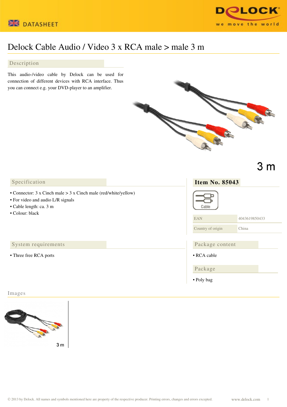 DeLOCK 85043 User Manual | 1 page