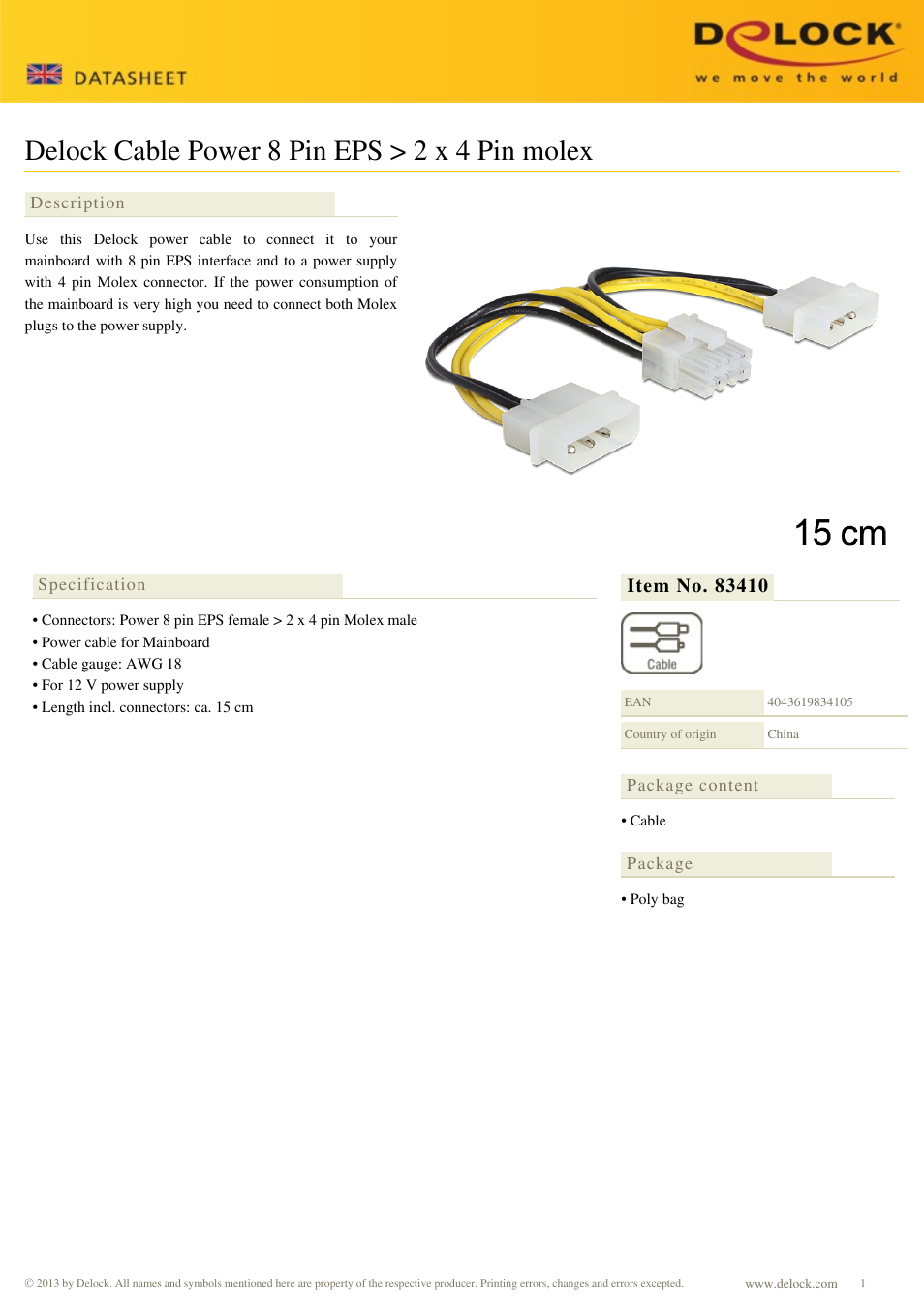 DeLOCK 83410 User Manual | 1 page